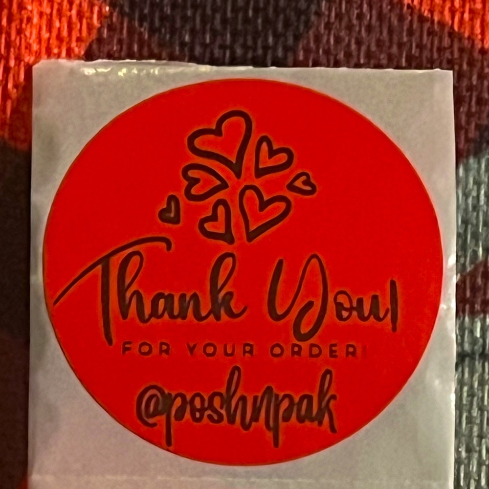 NEW COLOR! ❤️ 50 CUSTOM THANK YOU STICKERS with your Closet name- ❤️ RED - Picture 1 of 2